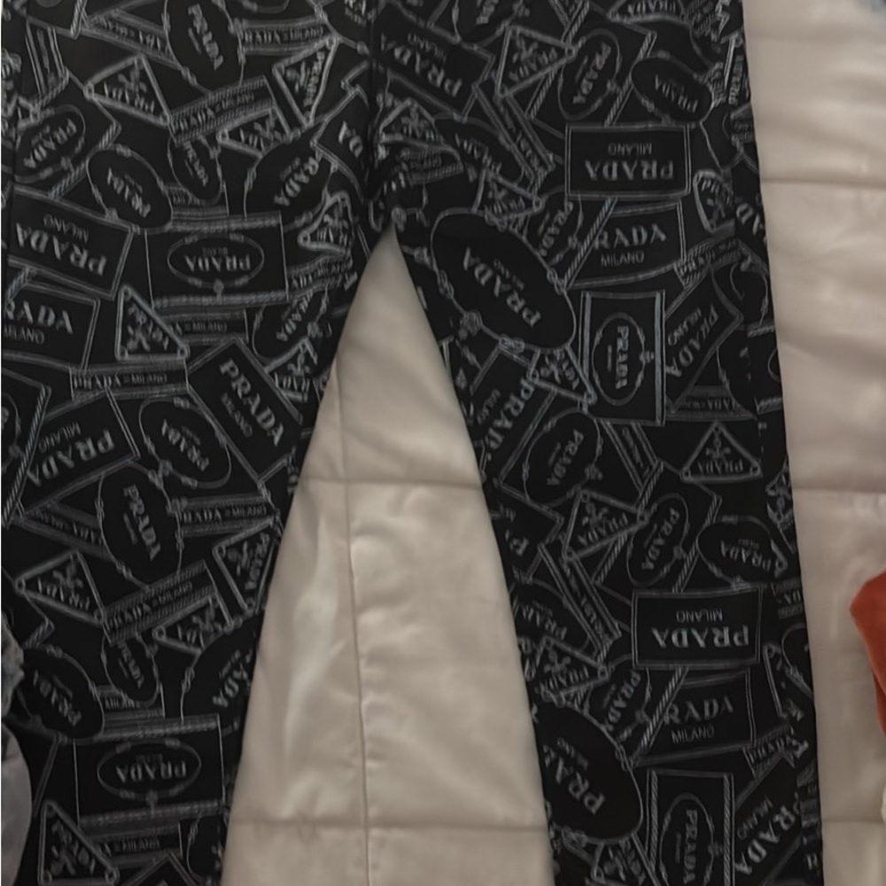 Prada Kids Black Patterned Leggings